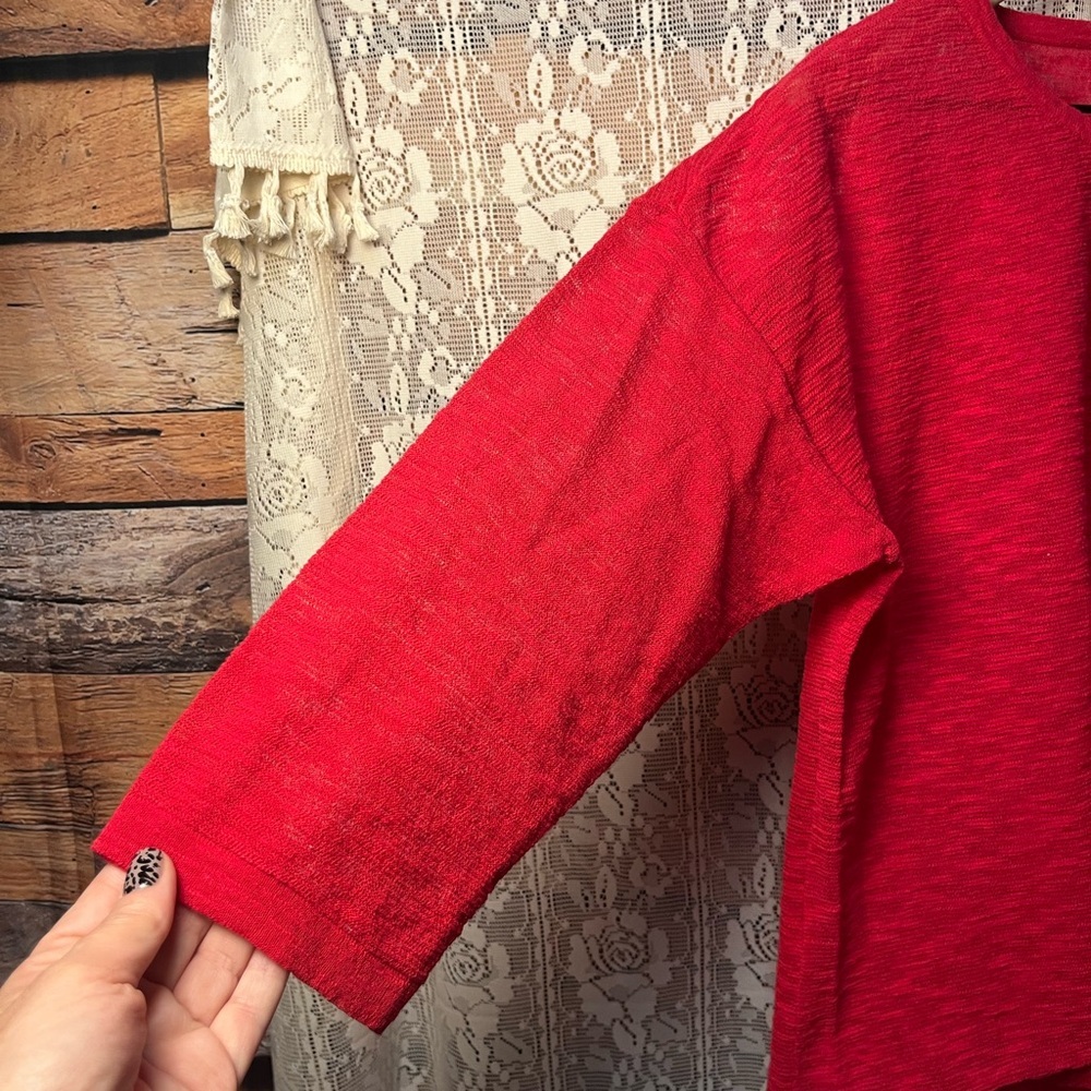Chico's Vibrant Red 3/4 Sleeve Top (109) - Picture 4 of 7